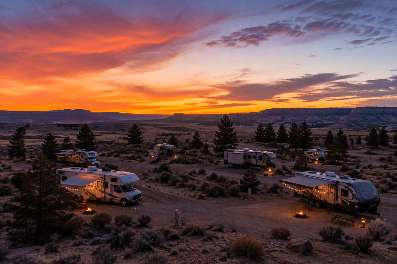 RV park at sunset