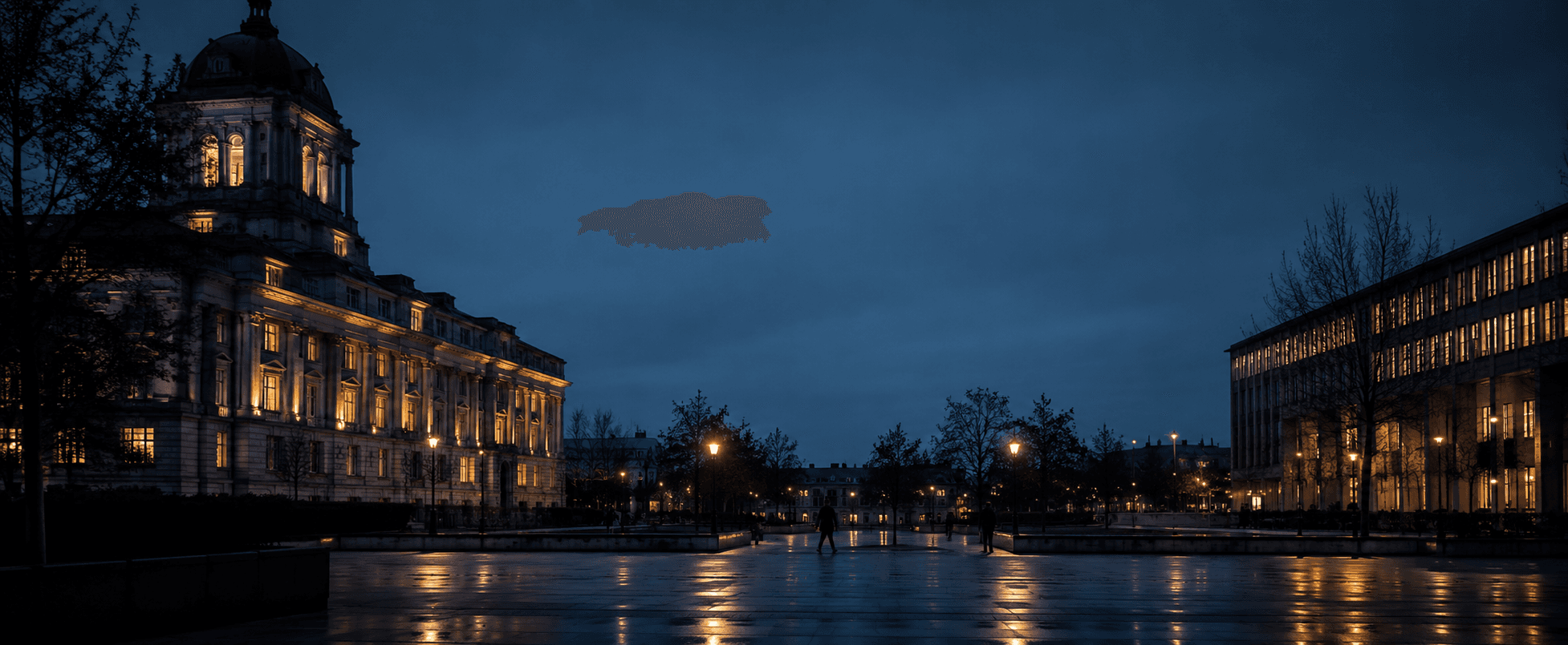 City hall at dusk